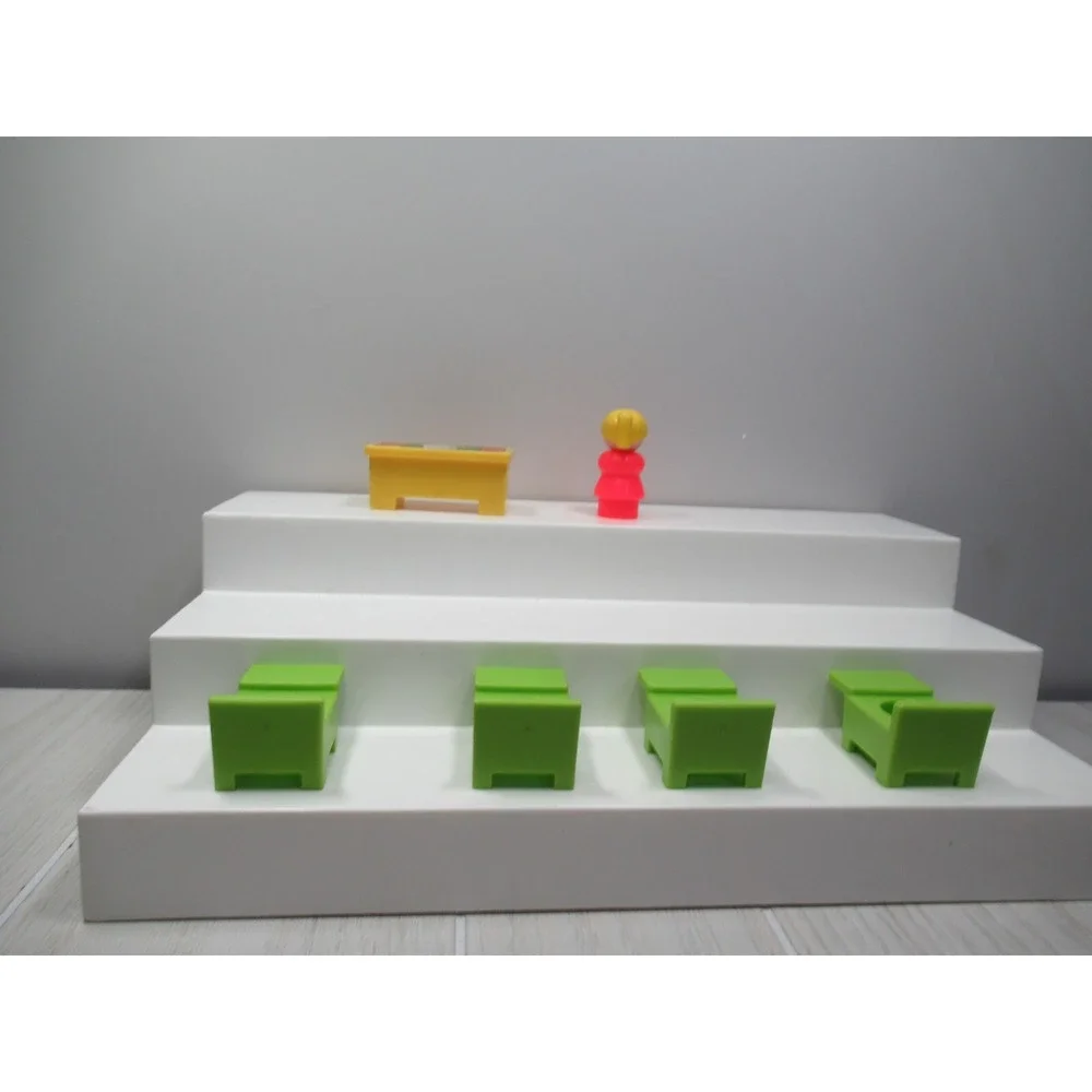 Fisher Price Vintage Little People Red school teacher green chairs yellow desk